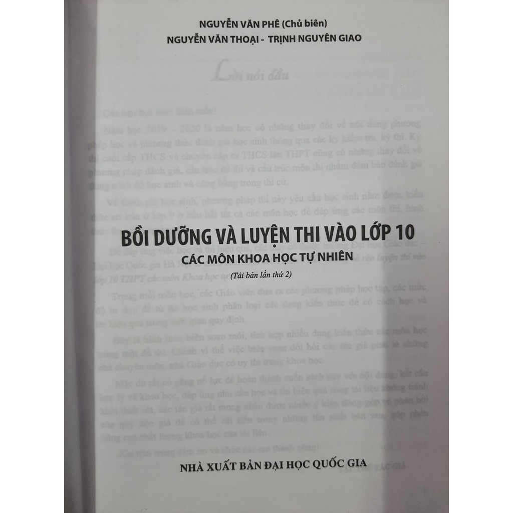 Sách - Bồi dưỡng và luyện thi vào lớp 10 trung học phổ thông các môn Khoa Học Tự Nhiên