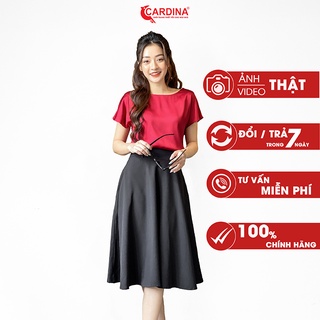 Set Công Sở Nữ 𝐂𝐀𝐑𝐃𝐈𝐍𝐀 Áo Lụa Tay Hến Cổ Thuyền Chân Váy Xòe Thanh Lịch (Bán Rời) 1AF8, 1CV02
