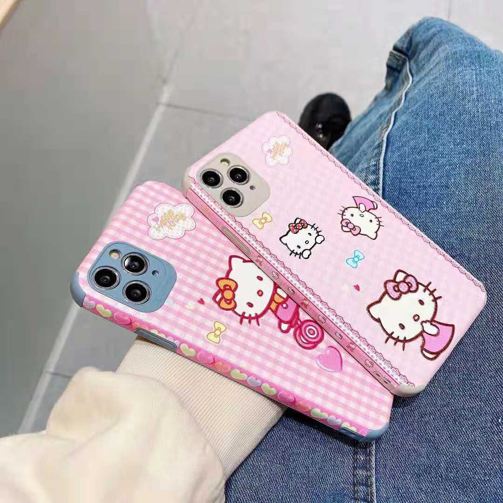Ốp Điện Thoại Da In Hình Hello Kitty Đáng Yêu Cho Iphone 11 12 Pro Max Xs Xr 7 Plus