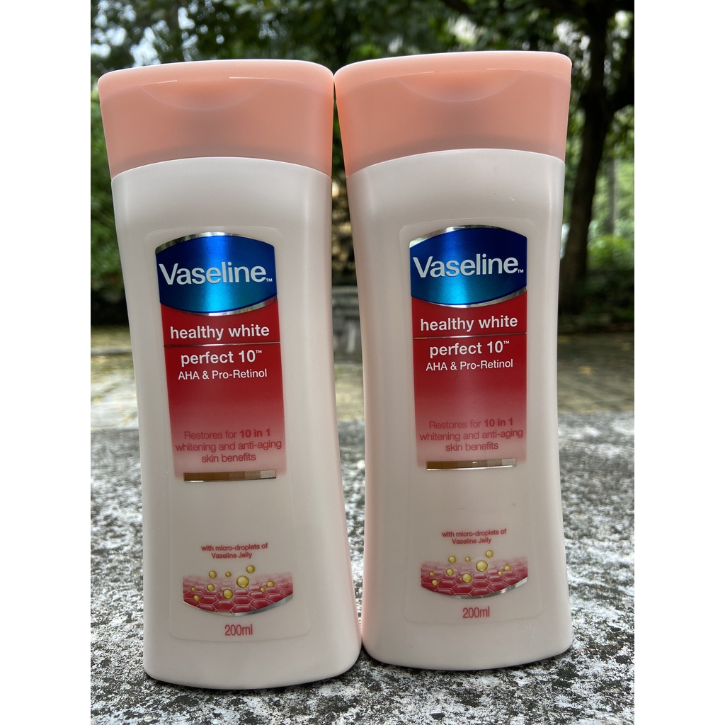 Sữa Dưỡng Thể Trắng Da Vaseline healthy white perfect 10TM 200ml có quà tặng