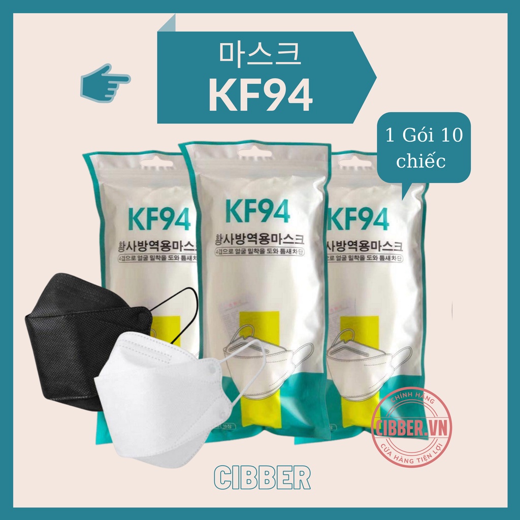 Khẩu Trang KF94 Hàn Quốc - (Bao Bì Chữ Tiếng Hàn), Kháng Khuẩn, Chống Bụi Mịn PM 2.5