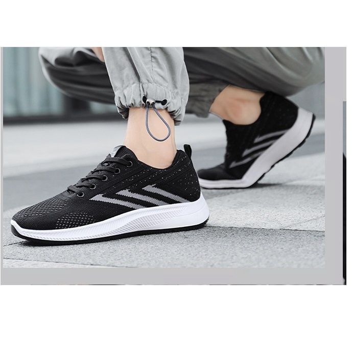 Giày Thể Thao Nam Tập Gym Chạy Bộ Thể Dụcgiày sneaker nam  cổ thấp 2 màu đenGhi GN94