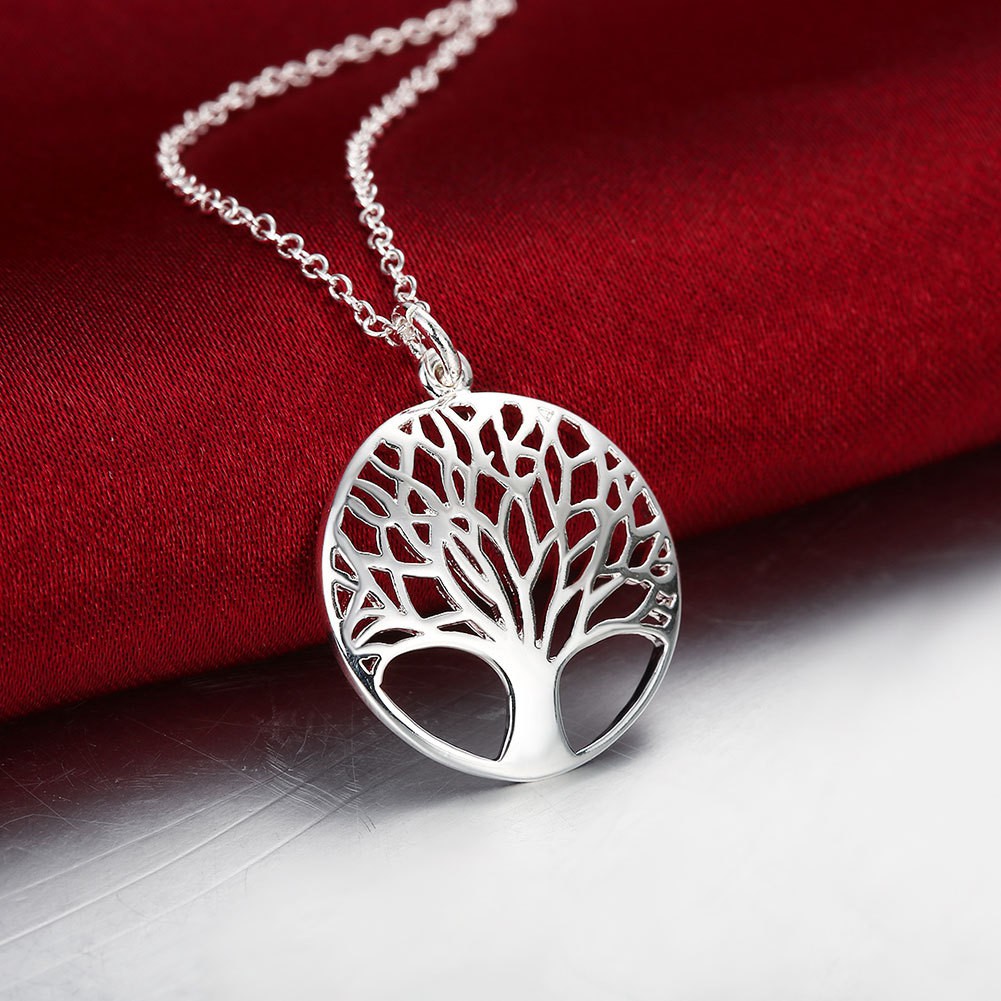 925 Jewelry Silver Color Necklaces The Tree of Life Pendant Necklace