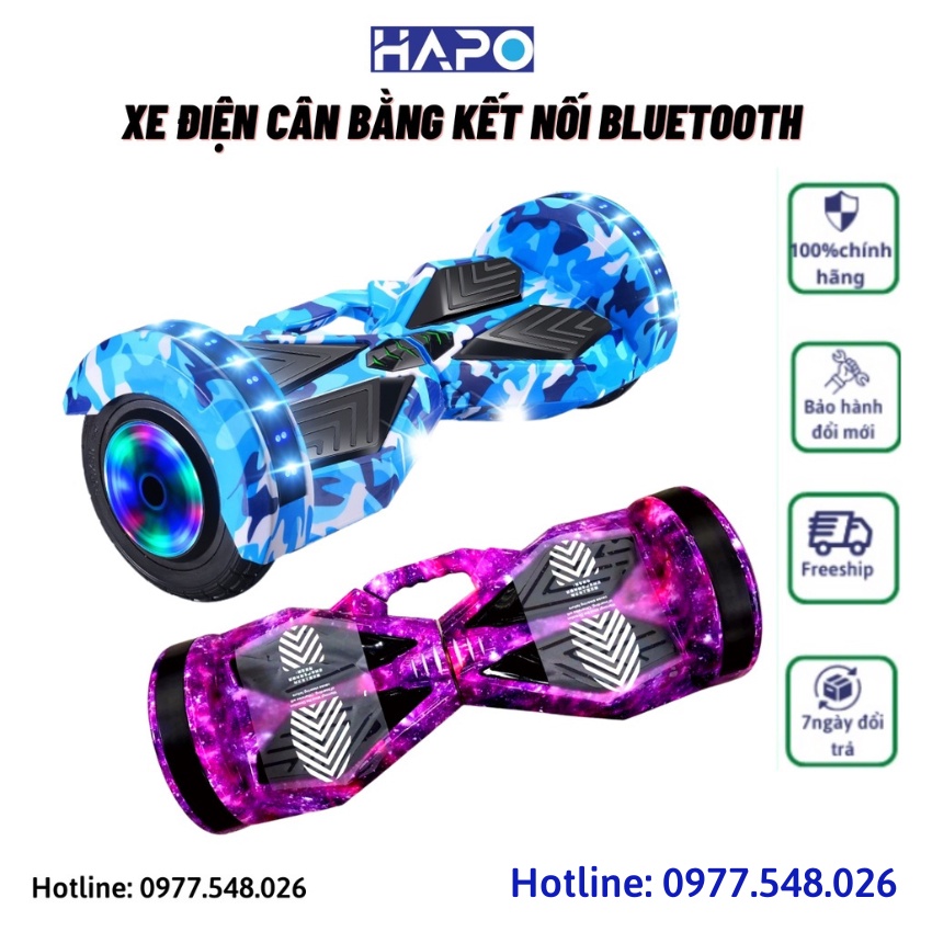 Xe điện cân bằng Hapo, xe điện cân bằng bánh lớn 9inch nghe nhạc kết nối loa Bluetooth Hapo 220V chắc chắn nhiều màu đẹp
