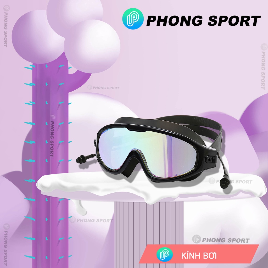Kính bơi người lớn tráng gương thiết kế mắt kính to không gọng chống tia UV A820 - PHONG SPORT