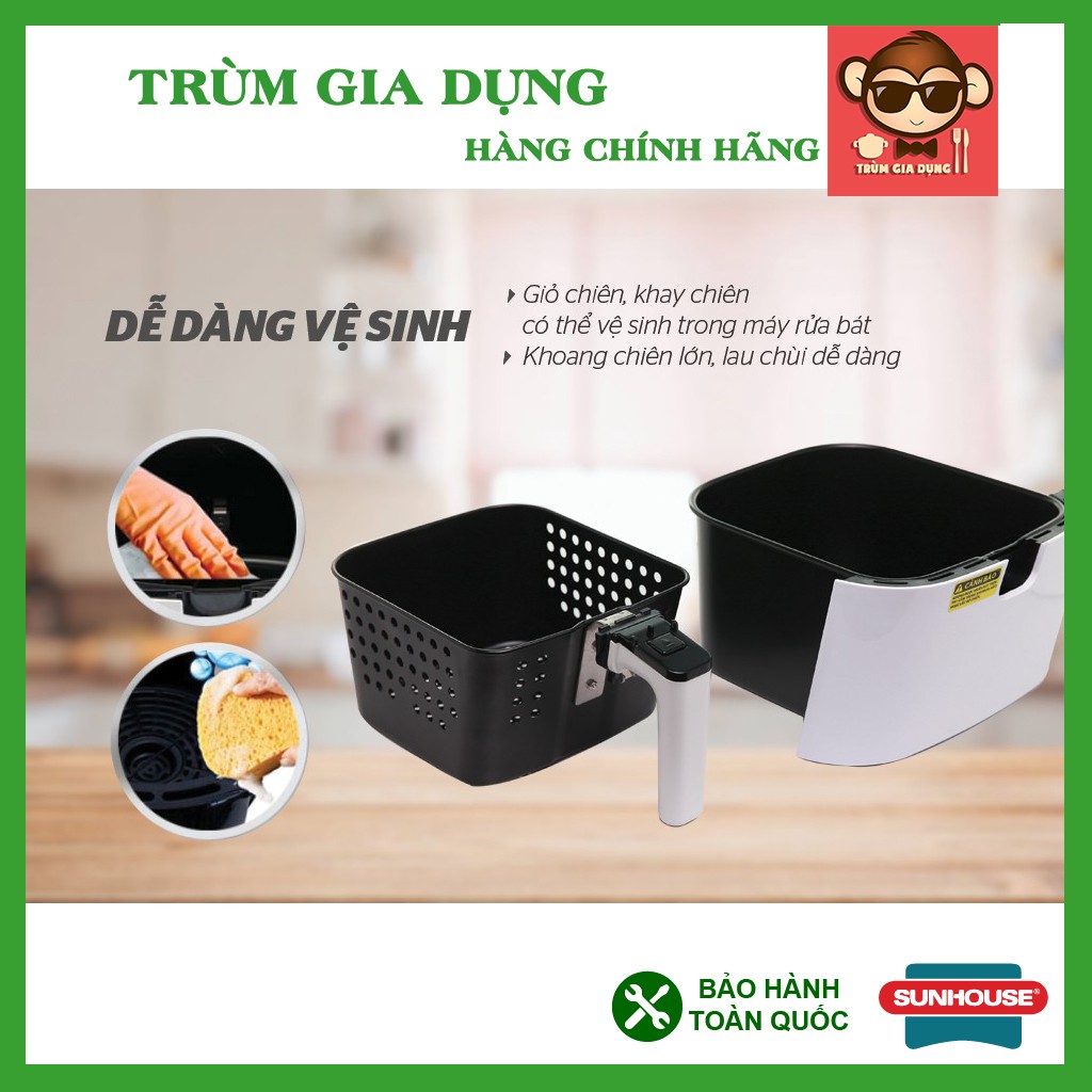 Nồi chiên không dầu 4,5L Sunhouse SHD4086W, nồi chiên không dầu Sunhouse Mama công nghệ Rapid Air.