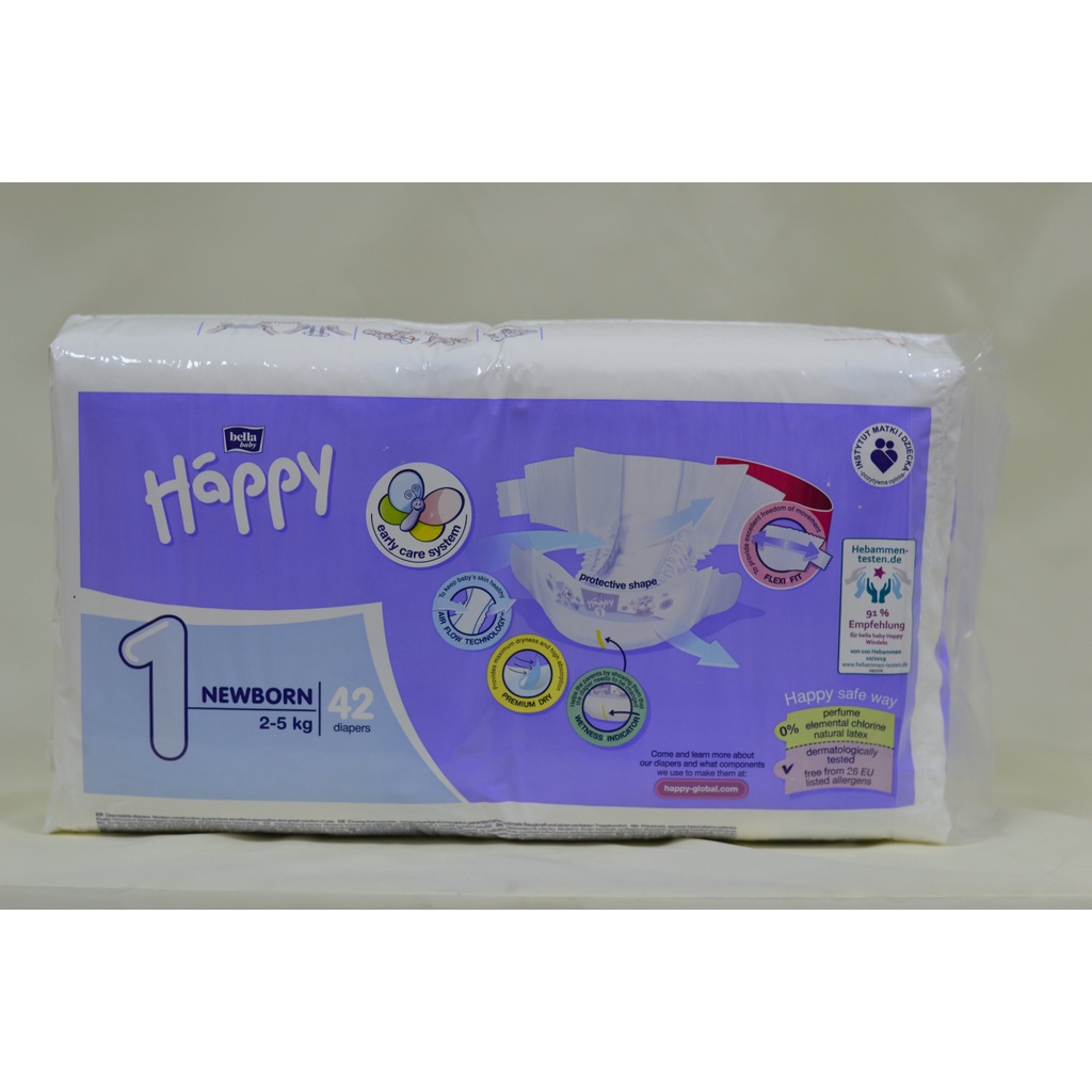 Bỉm dán BELLA HAPPY nhập khẩu Pháp 42 miếng cho bé 2-5kg thoáng mát, thấm hút, chống tràn