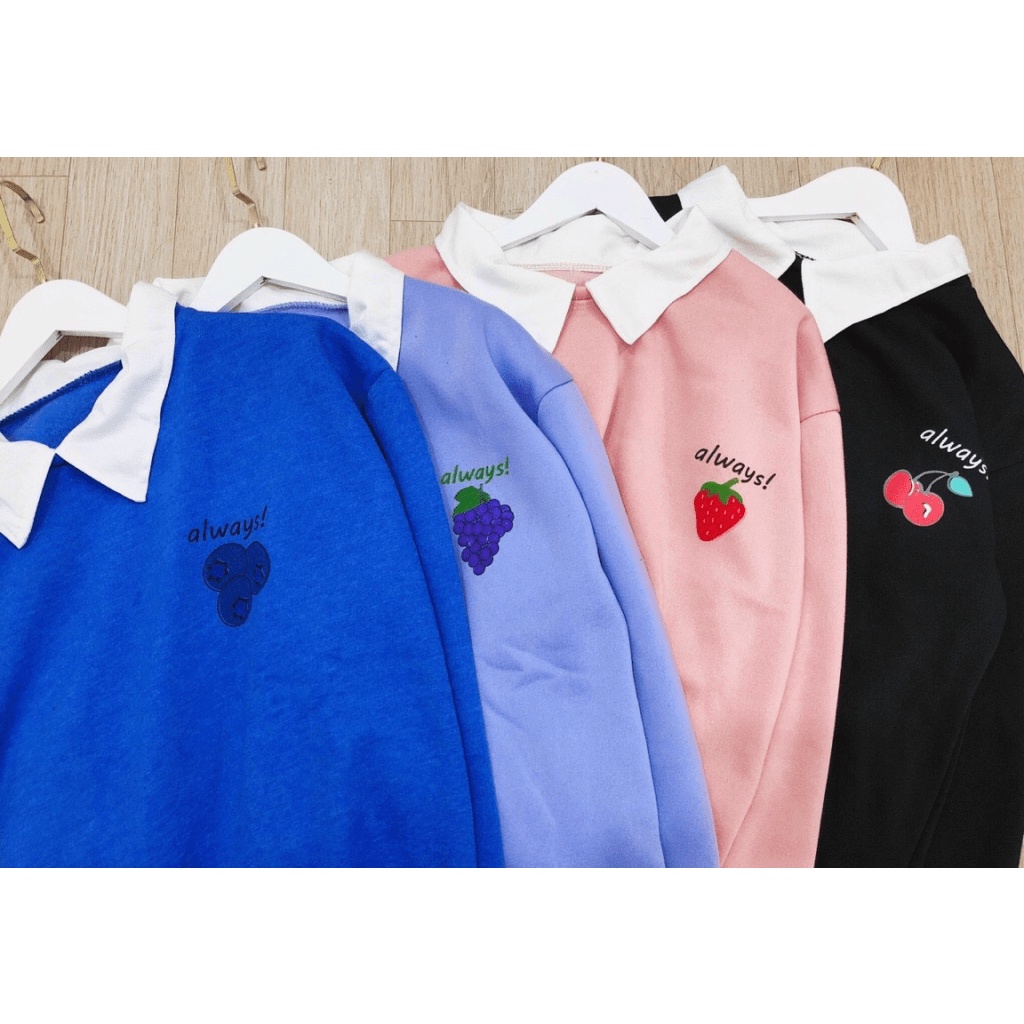 Áo Hoodie Nữ phong cách thu đông cá tính chất nỉ trần bông hình quả cổ lọ mặc đi học siêu xinh siêu cute TP [NewUnisex]