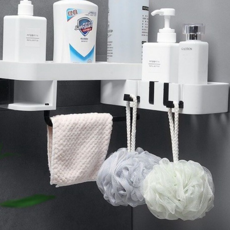 Giá Kệ Đựng Xà Phòng, Kệ Đựng Gia Vị Dán Tường Kệ Góc 2 Tầng Thông Minh Đa Năng Xoay 360 độ Tiết Kiệm Không Gian