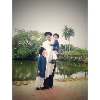 set áo dài dáng xưa kèm quần + mấn