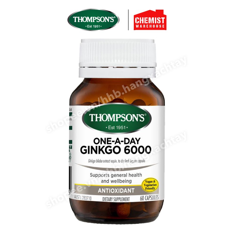 Bổ não ginkgo tăng cường trí nhớ Ginkgo Biloba 6000mg Thompson's - Xuất xứ Úc