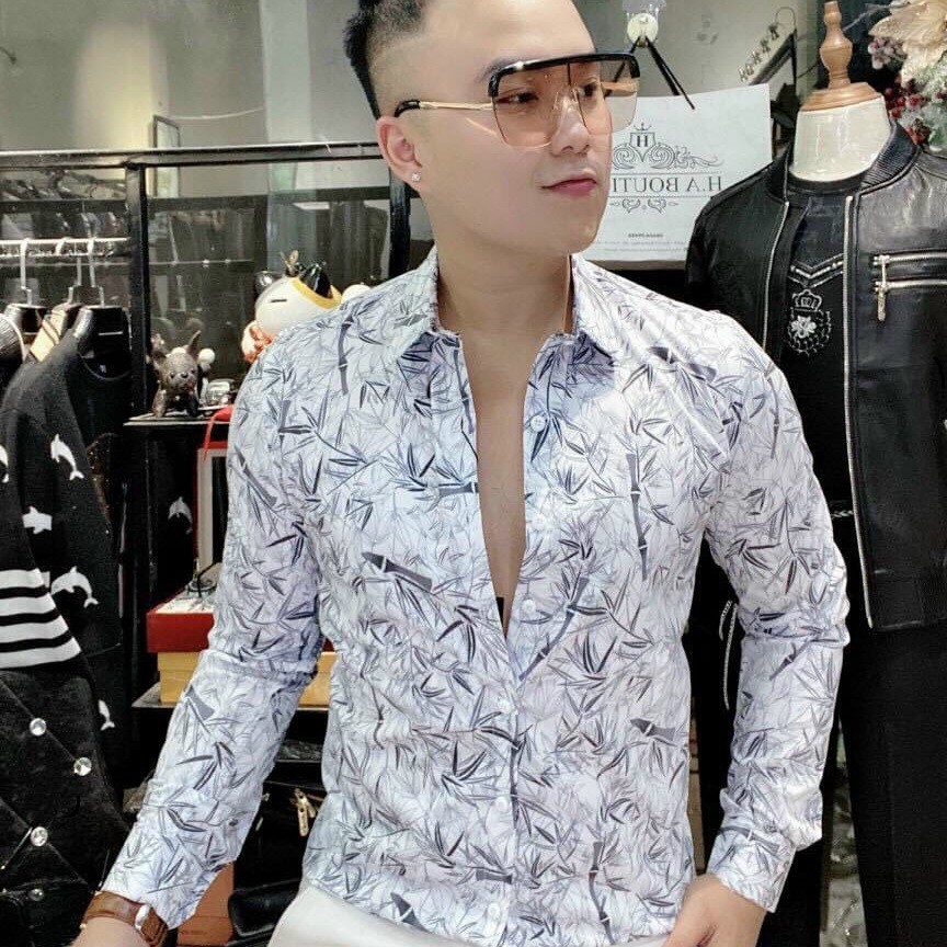 Áo sơ mi nam dài tay cao cấp màu trắng in họa tiết lá chất vải kate thiết kế đẹp thời trang MS410 | BigBuy360 - bigbuy360.vn