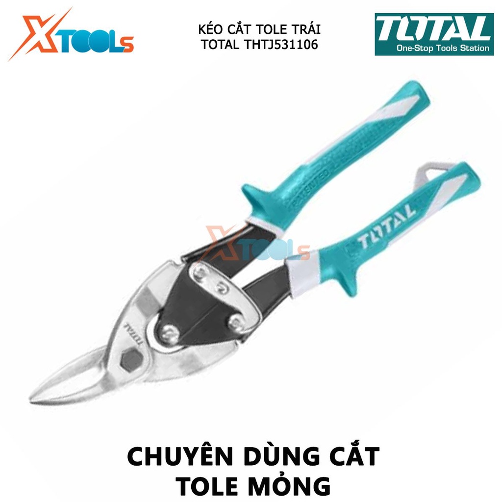 Kéo cắt tole trái TOTAL THTJ531106 | kéo cắt tôn chiều dài 250mm (10&quot;) độ dày cắt tối đa thép carbon ≤1,2mm thép không g