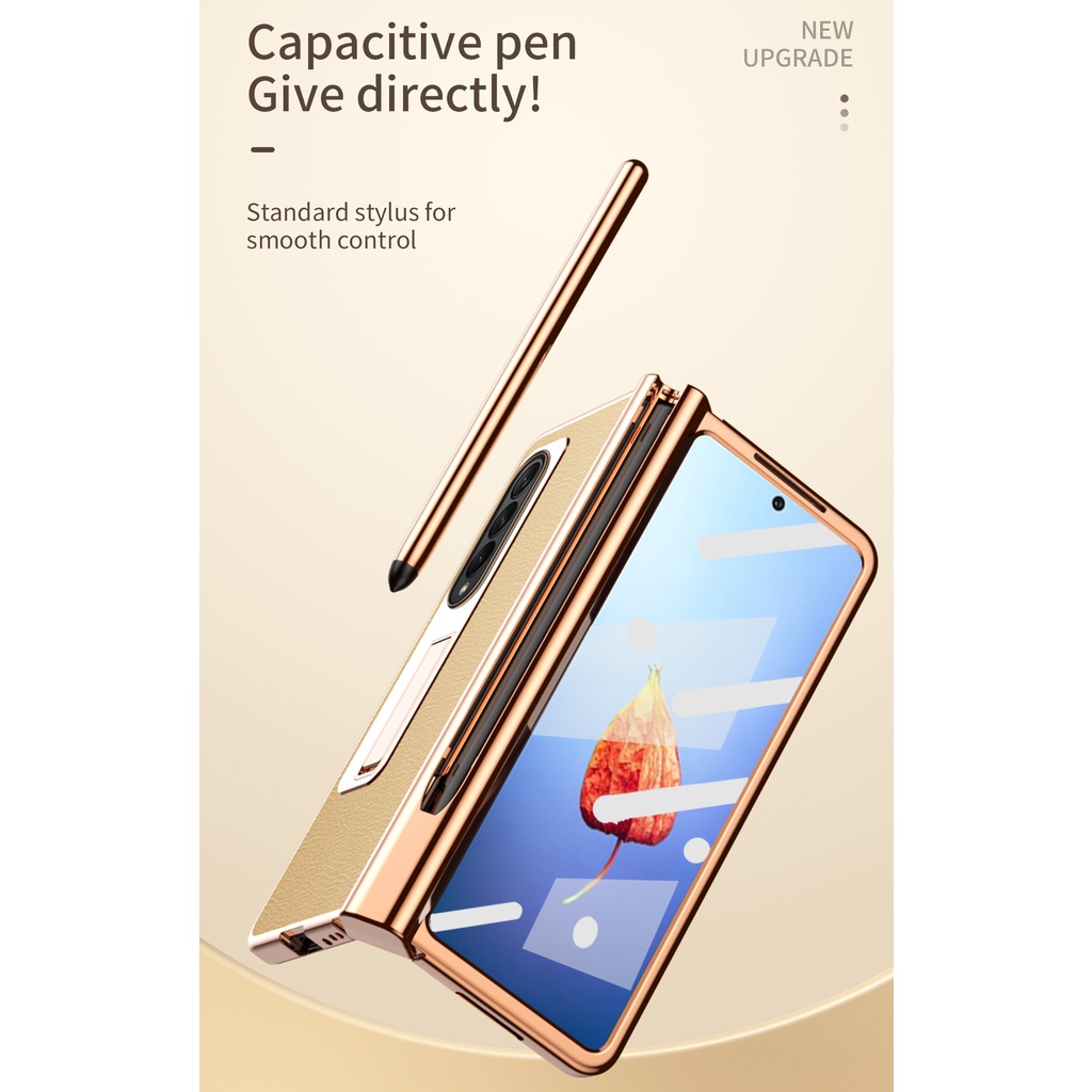 Ốp Điện Thoại Da Có Ngăn Đựng Bút Cảm Ứng Cho Samsung Galaxy Z Fold 4 5G Fold3
