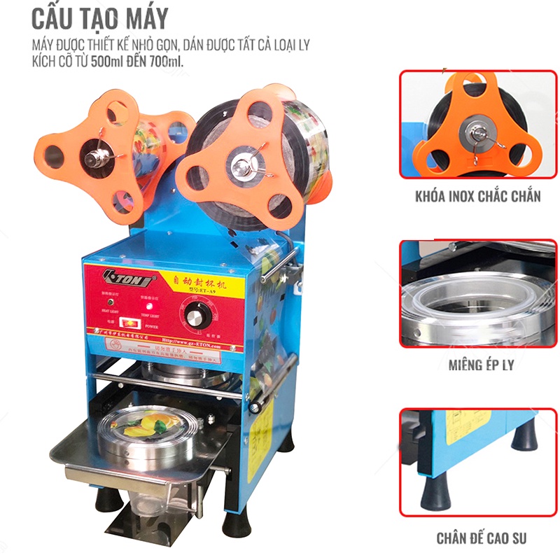 Máy Ép Miệng Ly Tự Động ABG ETON Chuyên Dụng Dành Cho Nhà Hàng, Quán Ăn