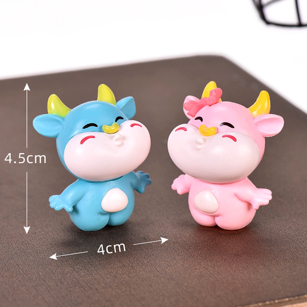 【SPP】2Pcs Mini Cartoon Cow Shape Resin Crafts DIY Micro Landscape Bonsai Ornaments