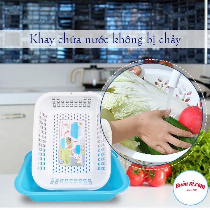 Rổ nhựa Việt Nhật (MS: 3266) 2 lớp, có nắp tiện tích 01392