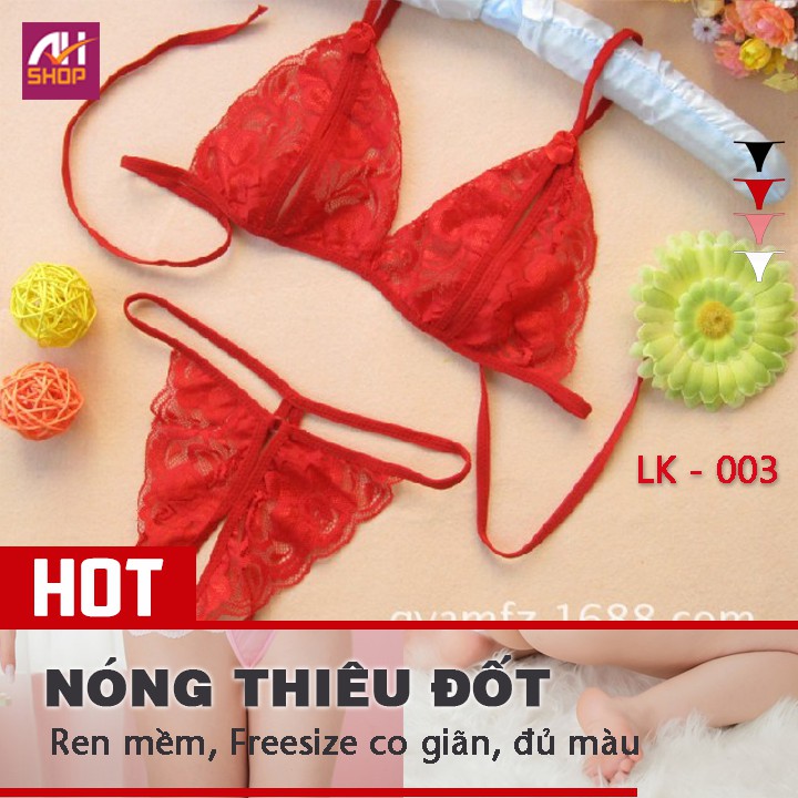 Bộ Đồ Lót LỌT KHE 2 mảnh khoét đáy SEXY - ĐỎ