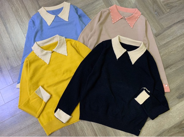 BÁN SỈ ÁO LEN PHỐI CỔ ĐINH HẠT CHO NỮ | BigBuy360 - bigbuy360.vn