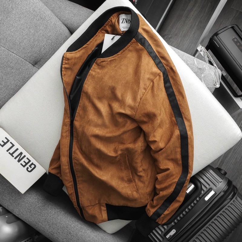 áo khoác nam bomber da lộn cao cấp hàng xuất khẩu zzarra