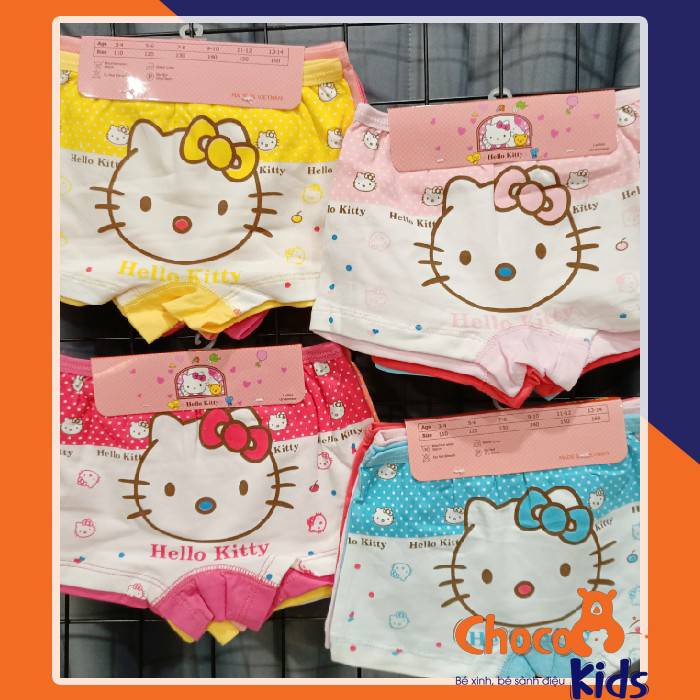 Combo 3 quần chip đùi cho bé gái Hello Kitty chất liệu kháng khuẩn hàng cao cấp quần lót bé gái mềm mát
