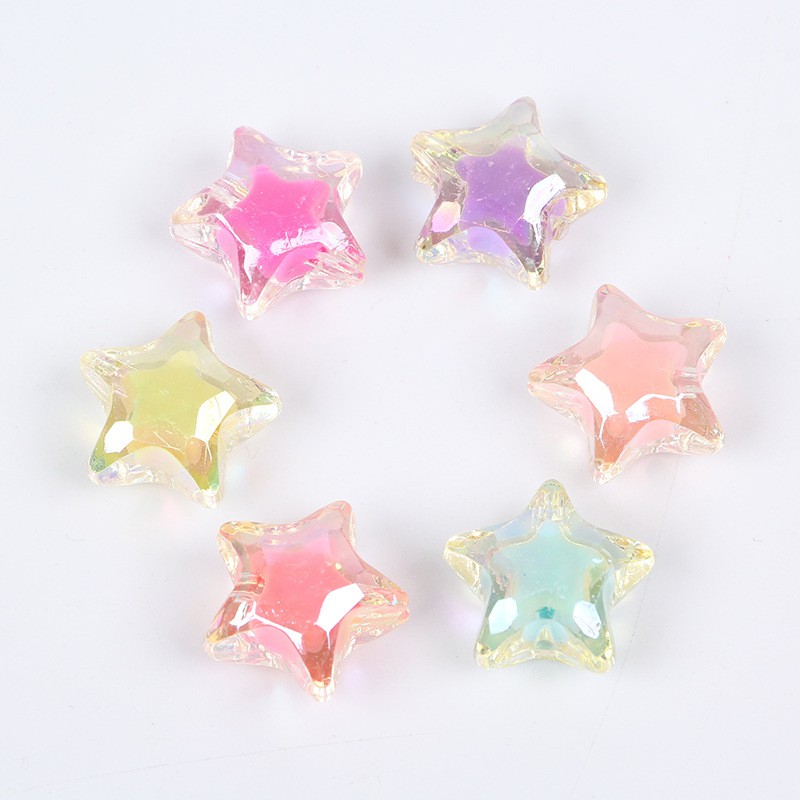 Bộ 10 hạt cườm hình ngôi sao nhiều màu làm trang sức 19mm