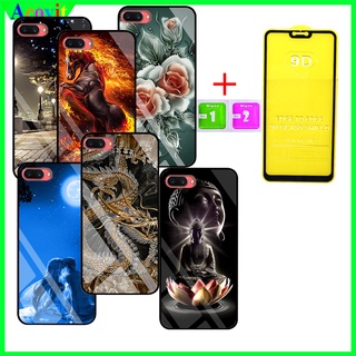 COMBO Ốp lưng Oppo A3s (Kèm 1 Kính cường lực Full Màn hình) Mặt kính 3D sắc nét,sang trọng, Khồng Nhòe, Phai Acovit