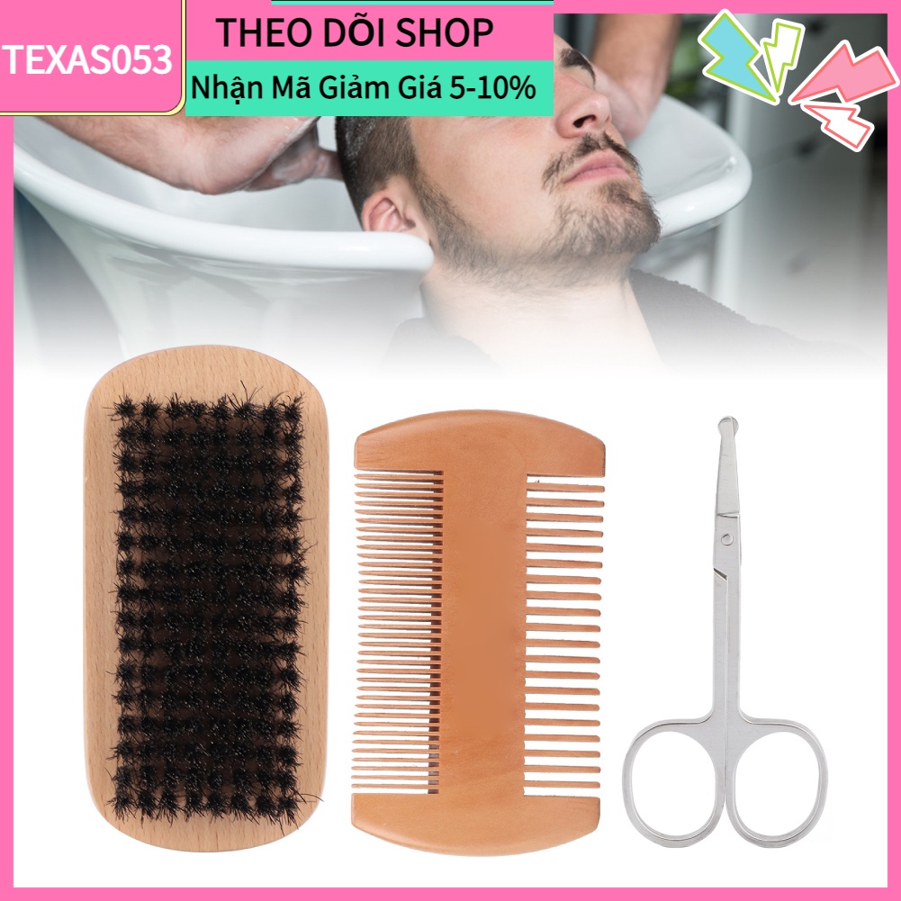 [Hàng mới về] Bộ dụng cụ chăm sóc râu 3 món chất liệu lông mềm tiện dụng cho nam