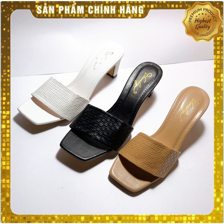 Dép cao gót nữ, Guốc nữ quai da xinh theo màu siêu xinh cao 5P, chất da đẹp sang chảnh, đúng size phù hợp mọi độ tuổi