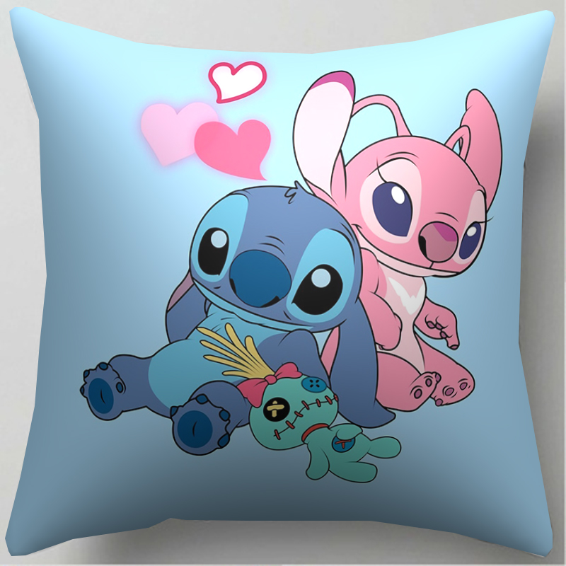 Vỏ Gối In Hình Lilo & Stitch Đáng Yêu Bằng Polyester Kích Thước 45x45cm