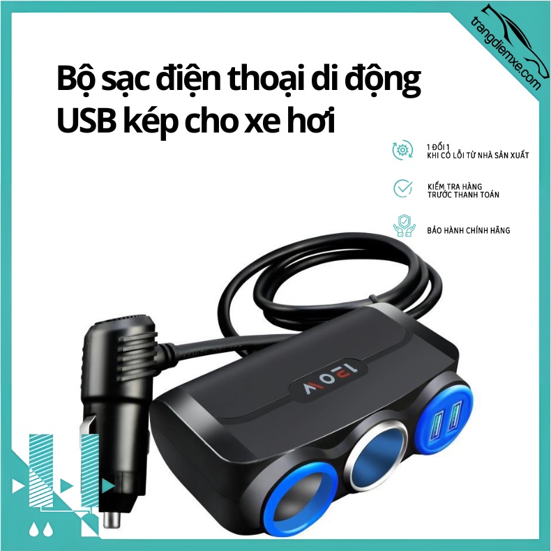 Bộ sạc điện thoại di động USB kép kết hợp bật lửa cho ô tô 12v/24v 3 BY-291