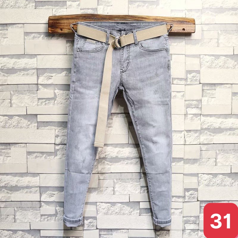 Quần jean nam màu xám nhạt trơn không rách gối chất bò cao cấp co dãn 4 chiều đẹp from dáng rin skinny ADO 91 mẫu mới