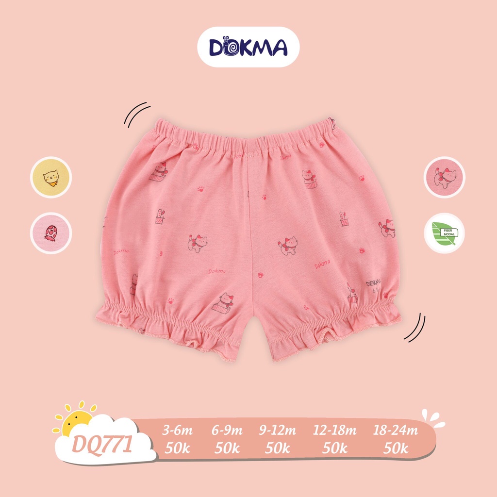 DQ771 Quần đùi bé gái nhún gấu modal Dokma (6-24M)