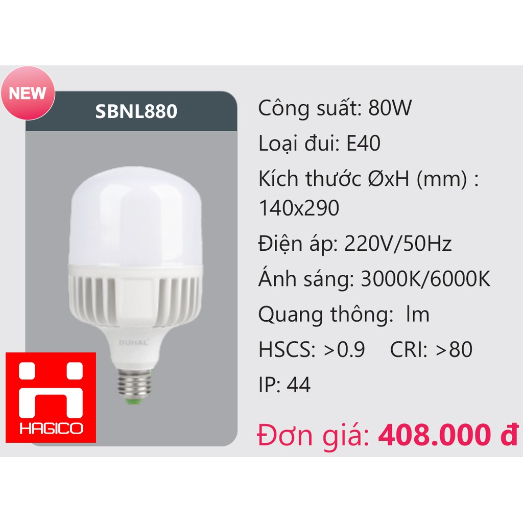 Đèn LED bulb trụ DUHAL SBNL880 80W