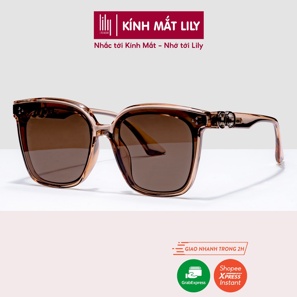 Kính râm nam nữ LILYEYEWEAR mắt vuông to chống UV400 bảo vệ mắt càng kính thời trang kc343