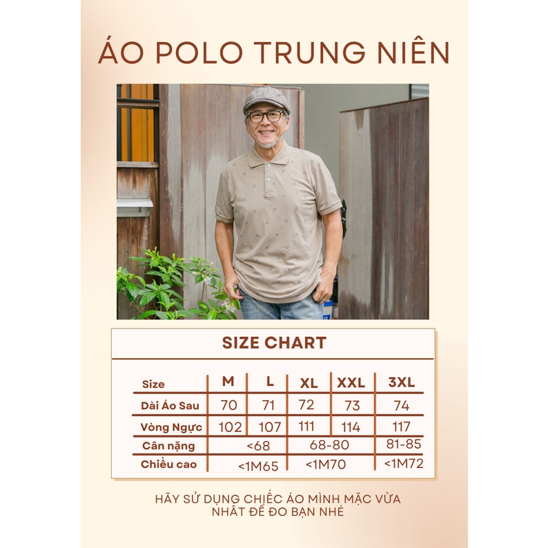 Áo thun nam trung niên họa tiết THÁI KHANG loại áo polo cho bố vải cotton tự dệt form classic ATHUN35