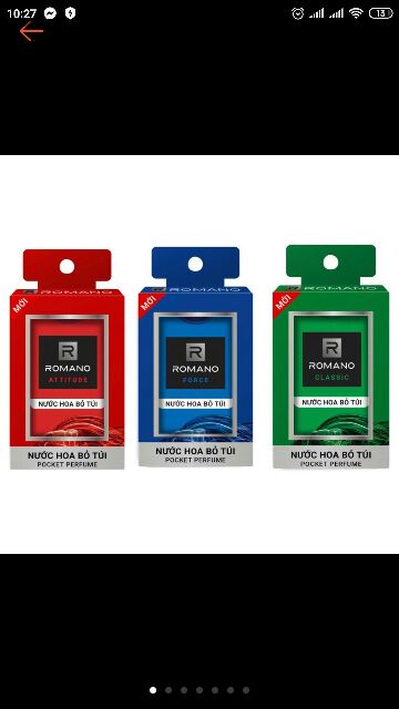 (5 MÙI) Nước Hoa Romano Cao Cấp Dành Cho Nam 18ml | Thế Giới Skin Care