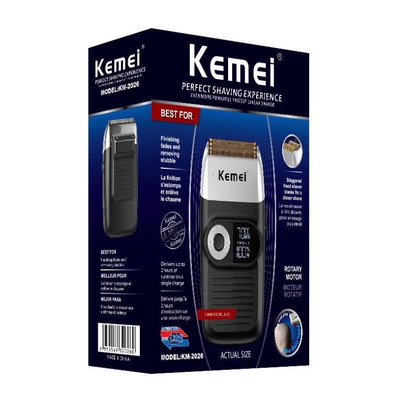 Máy cạo râu Kemei 2026 Có Dao Cắt Râu Dài Công suất 5W Cạo Sát Không Rát Sạch Gọn