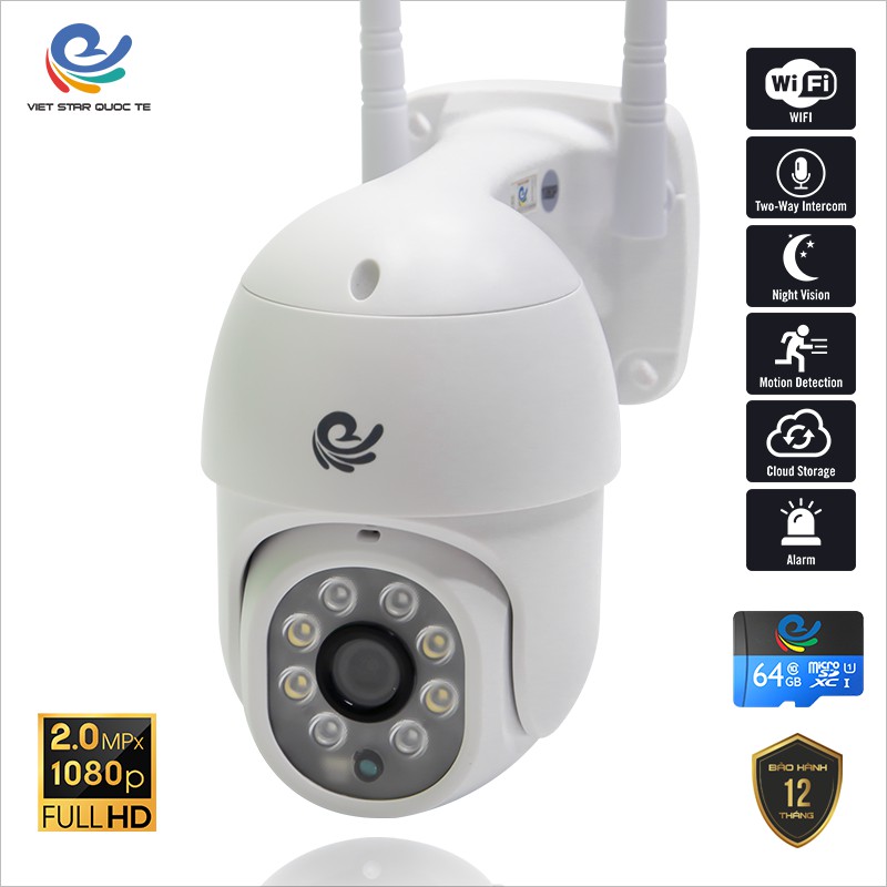 (Chính hãng) Camera Thương Hiệu Việt Star Quốc Tế CC8021 Pro xoay ngoài trời 2.0Mp FullHD 1080p