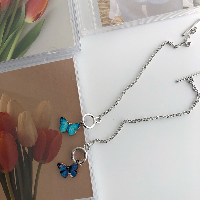 BUTTERFLY Dây Chuyền Mặt Bướm Đính Đá Thời Trang Hàn Quốc