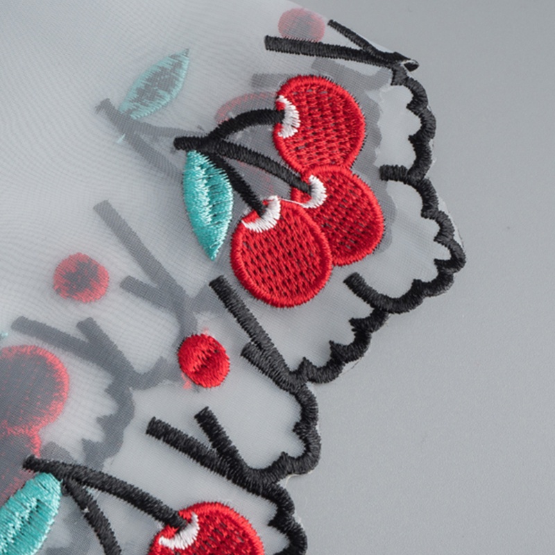 Yoioi Khăn Choàng Cổ Lưới Phối Ren Giả Thêu Họa Tiết Nhiều Lớp Tự Buộc Dây Ruy Băng Trang Trí Lolita Cho Nữ