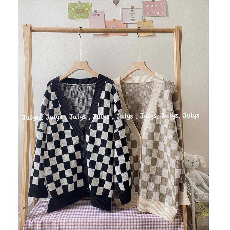 Áo Khoác Cardigan Ô Vuông M2132 ( Ảnh Thật )-Violet | BigBuy360 - bigbuy360.vn