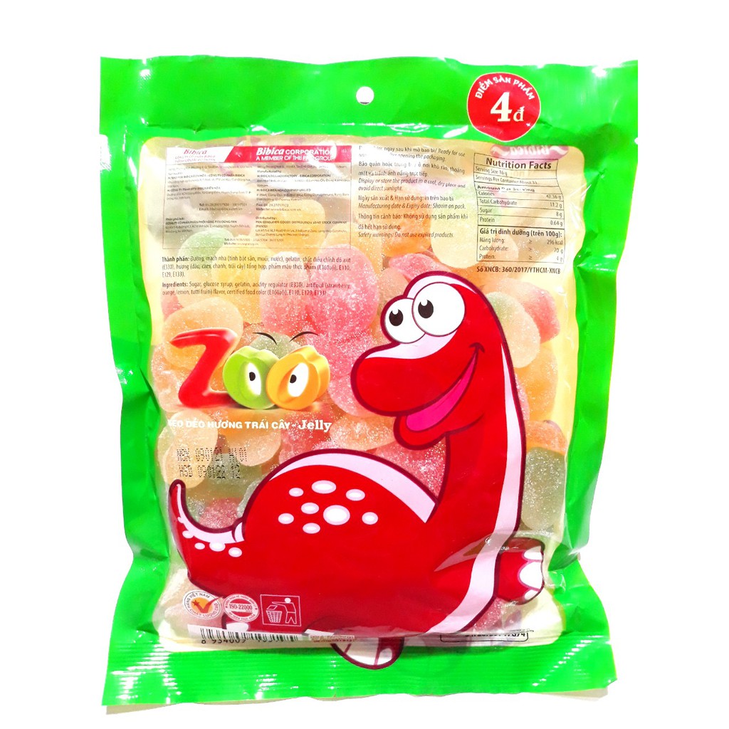 Kẹo Dẻo Zoo Jelly Bibica Áo Đường Gói 500g