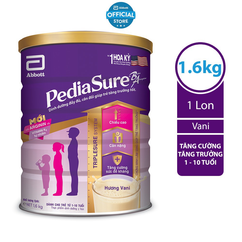 Sữa bột Pediasure 1.6kg(Cho trẻ biềng ăn và suy dinh dưỡng) _Phương Dũng