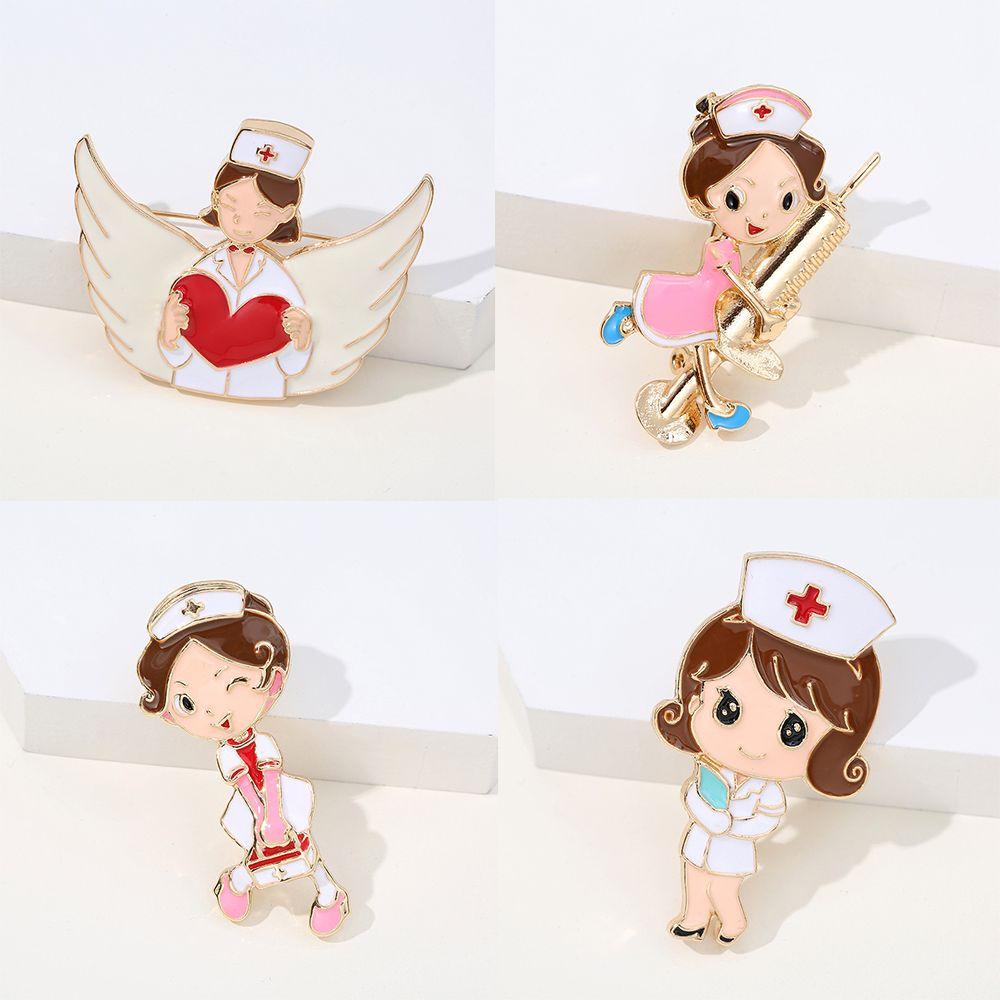 YANN1 Cartoon Nurse Brooch Women Cute Metal Badge Lapel Pin