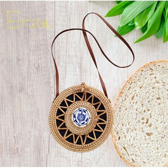 Túi Mây Tre Đan , Mặt Hoa Nhiều Loại , Kích Thước 20x8cm