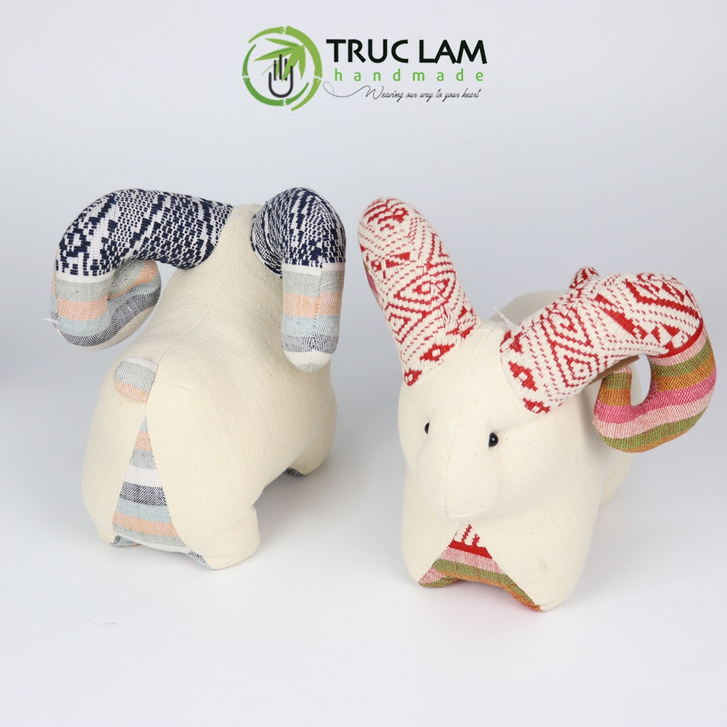 Đồ Chơi Cho Bé Thú Nhồi Bông Hình Dê Vải Thổ Cẩm Dệt Tay Bông Gòn Cao Cấp – Trúc Lâm Handmade