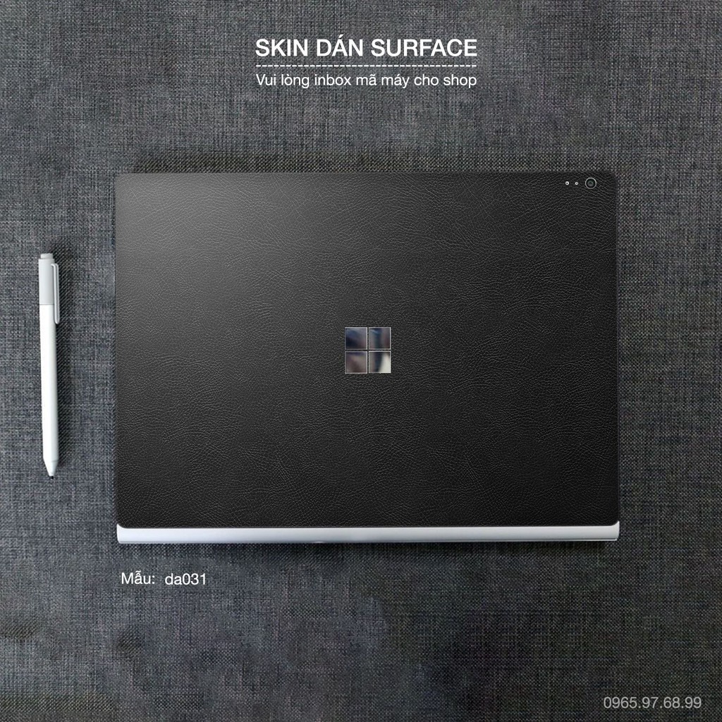 Skin dán Surface in hình Vân Da Bò Đen - Da031 (inbox mã máy cho Shop)