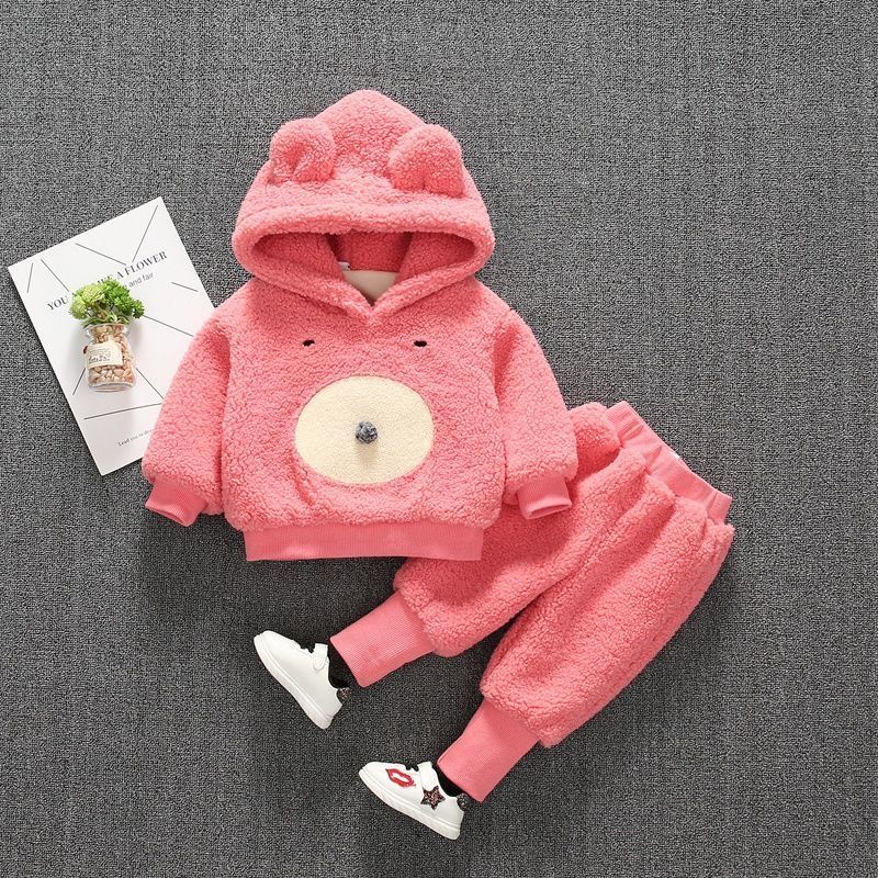 Bộ áo thời trang tay dài kèm quần dài bằng nhung dày ấm áp chất lượng cao cho bé