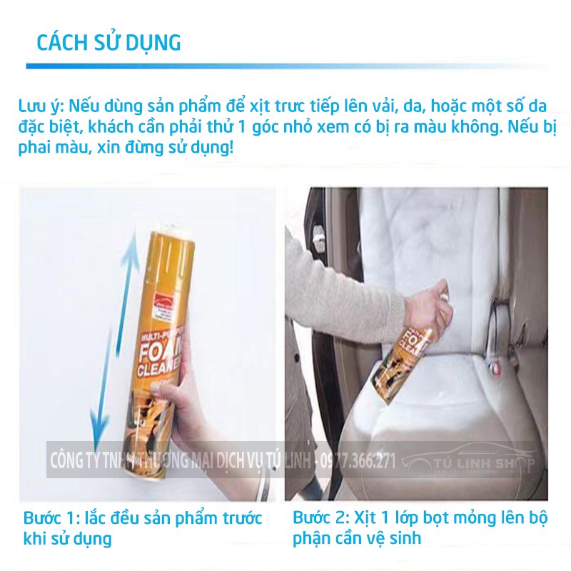 [Mã LIFEAU5SALE giảm 10% đơn 50K] Chai xịt bọt vệ sinh nội thất ô tô Foam Cleaner